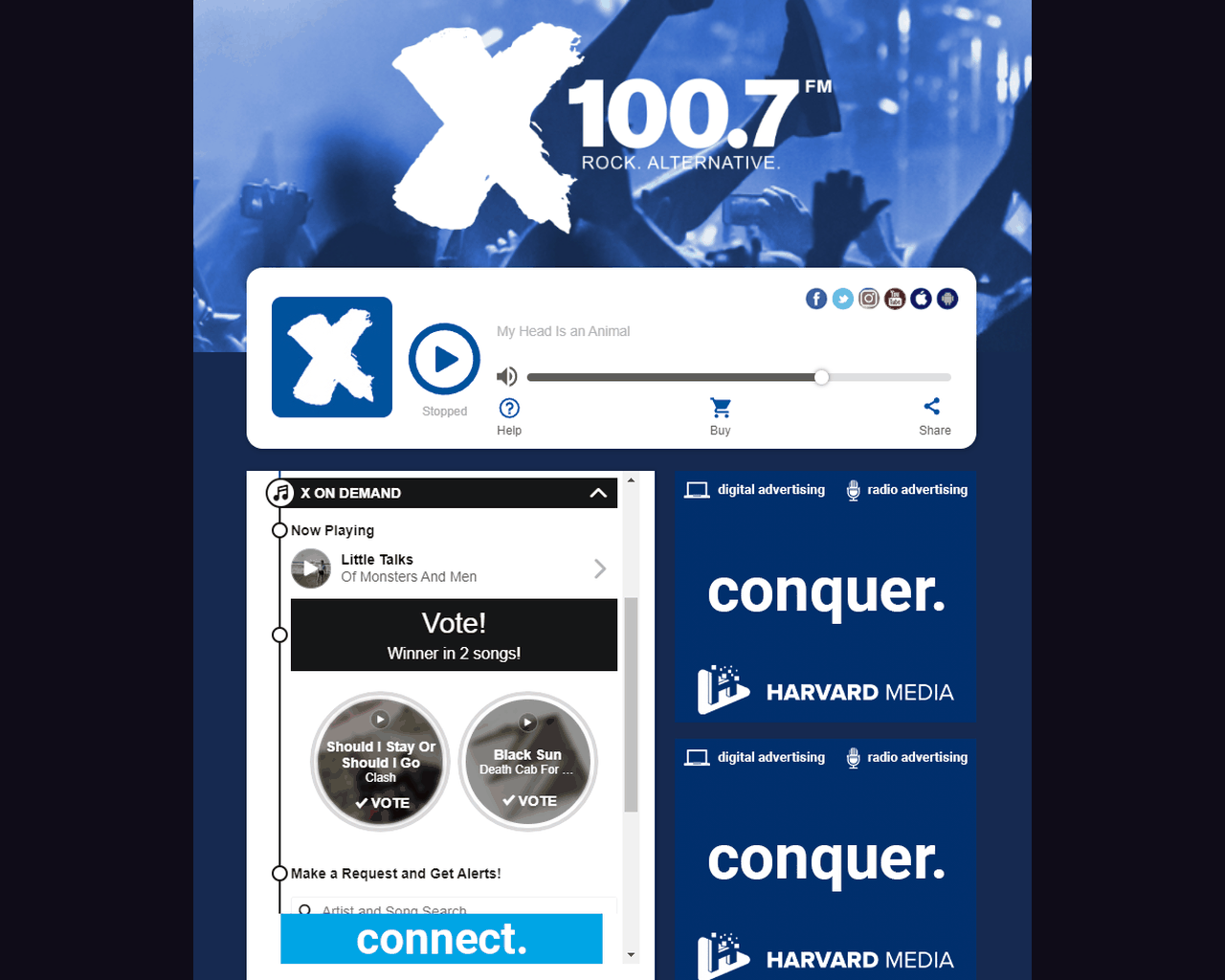 Examples of customized Futuri streaming players themed to different station brands