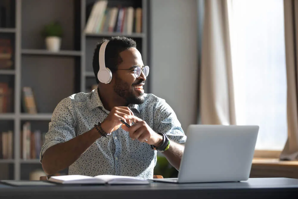 Listener enjoying a podcast