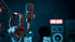 An empty radio station during an unmanned daypart