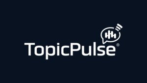 TopicPulse logo with black background