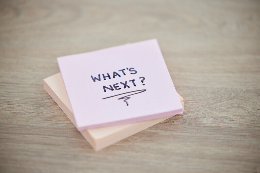 Sticky note, planning and company desk for text writing, business growth and management motivation